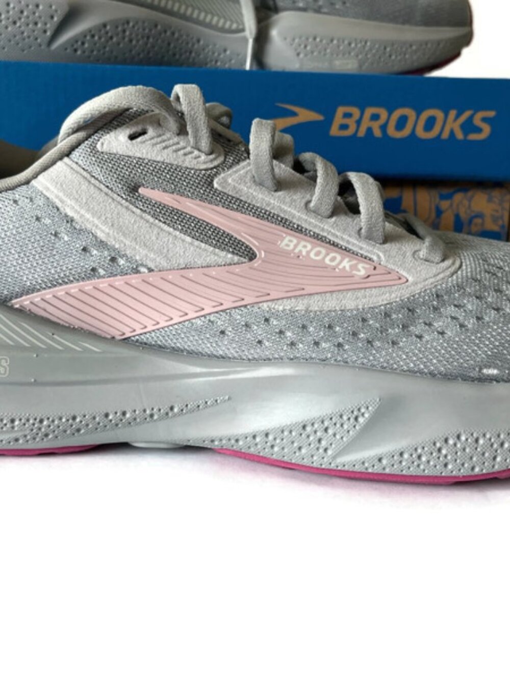 Brooks womens Gray & Pink Lightweight Lace-Up Sneakers - Picture 2 of 9